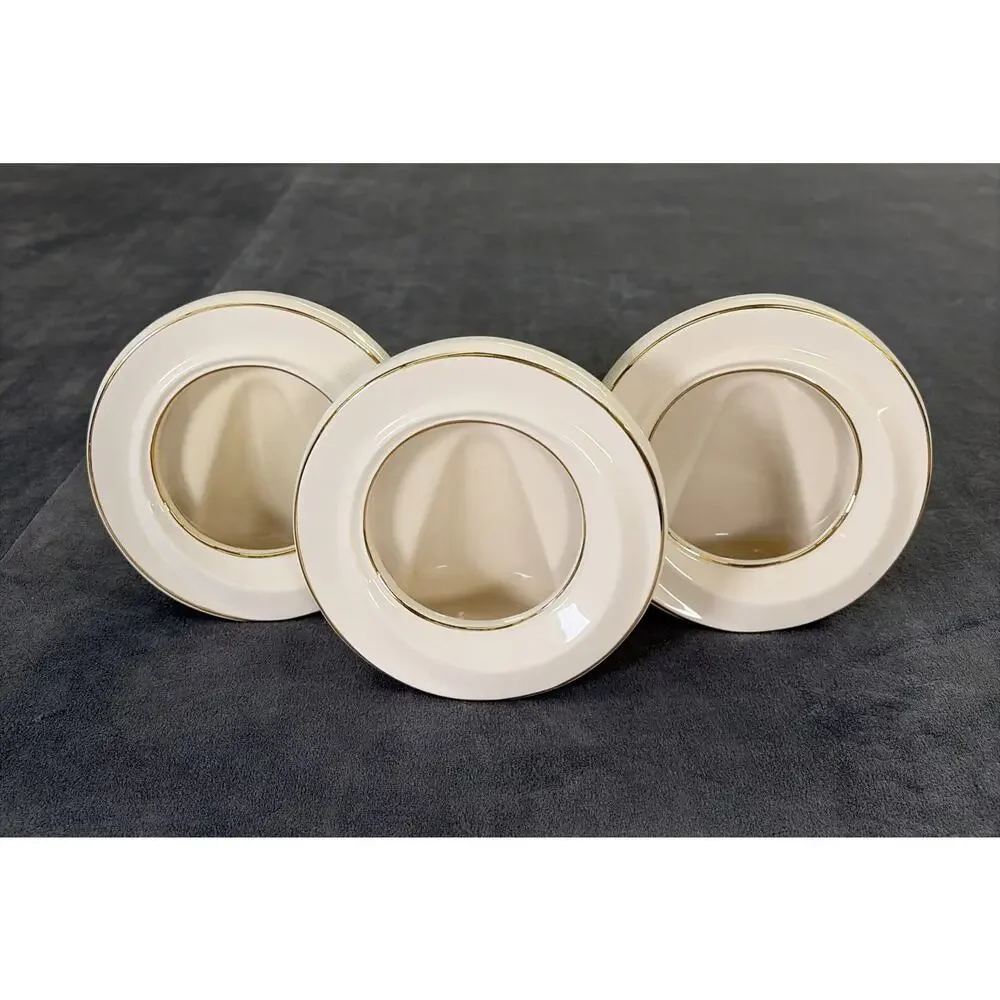 3) Lenox Ivory Porcelain Picture Frame Round 14k Gold Trim 5 